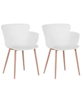 BELIANI Esszimmerstuhl 2er Set Weiß Kunststoff Metallbeine Retro Moderne Wohnzimmer Esszimmer