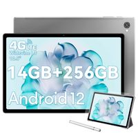 Blackview Tab15 Pro Tablet 10.5 Zoll, Android 12 Tablet 14GB RAM 256GB ROM(1TB TF), 4G LTE/5G WiFi 8MP+13MP Kamera, 8280mAh Akku, 1200*1920 FHD+IPS, Widevine L1/OTG/GPS/mit Hülle und Stylus Stift,Grau