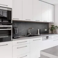 Dedeco Küchenrückwand Motiv: Beton V2, 3mm Aluminium Alu-Platten als Spritzschutz Küchenwand Verbundplatte wasserfest, inkl. UV-Lack glänzend, alle Untergründe, 220 x 60 cm