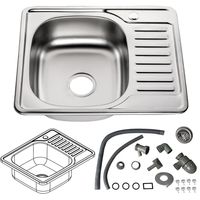 Küchenspüle Edelstahlspüle Spülbecken mit Ablagefläche Wellendesign von Grand® 