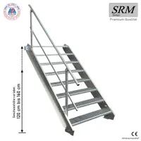 8 Stufen Stahltreppe einseitig. Geländer Breite 120cm Geschosshöhe 120-160cm