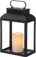 Deko Kunststoff Laterne mit LED Kerze - 29 cm Timer Batterie Betrieb