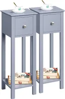 Yaheetech 2er Set Nachttisch Nachtschrank Nachtkommode mit Schublade und Ablage Kommode für Wohnzimmer Schlafzimmer Grau