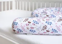 400 cm Nestchenschlange ROSA BLUMENWIESE  Baumwolle Multifunktion PREMIUM Bettschlange Zierkissen Bettrolle Dekokissen Zugluftstopper  GESCHENK