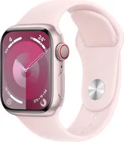 Série Apple Watch † 9 GPS + buněčný 41mm růžový hliníkový pouzdro se světle růžovým sportovním pásem - S/M