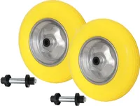 2x Schubkarrenrad pannensicher 4.80/4.00-8 mit Achse PolyurethanStahlfelge 200 kg Vollgummi