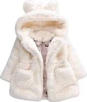 90cm - Baby Mädchen Jungen Warme Wintermantel Flauschige Kapuzenjacke Langarm Plüschjacke Kuschelige Teddy Fleece Winter Parka Mantel Jacke Kleinkind Säugling Kleidung mit Bärenohren Kapuze