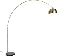 QAZQA - Modern Bogenleuchte I Bogenlampe I Lampe I Leuchte Messing mit schwarzem Marmorsockel und Messingschirm - XXL I Wohnzimmer I Schlafzimmer - Stahl Länglich - LED geeignet E27
