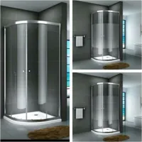 Glasdusche Fulda Set 5 cm 80 cm x 80 cm x 190 cm Klarglas mit Duschtasse und Ablauf