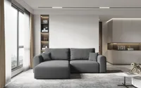 Sofa w kształcie L KARO narożnik, tkanina Castel, wiele kolorów Ciemnoszary Lewostronny