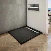 80x80x3cm Rechteck/Quadrat Duschtasse Schwarz Stein-Effekt Duschwanne Für Duschkabine Duschwand