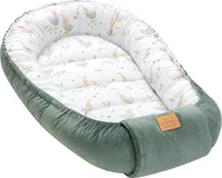JUKKI® Baby Nestchen 100x55cm bis zu 9 Monaten SAMT [Madam Goose & Olive Velvet] Babybett Reisebett Kokon Babynest Kuschelnest Nestv
