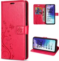 Hülle Xiaomi Redmi 14C Handy Tasche Handyhülle Wallet Case Flip Cover Rot