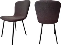 SalesFever Esszimmer-Stuhl im 4er Set | Bezug Bouclé Stoff | Beine Metall | B 44 x T 52 x H 79 cm | dunkelgrau – schwarz