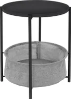 ML-Design Beistelltisch rund mit Stoffkorb & abnehmbarer Tablett, Couchtisch aus Metall