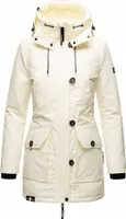 Navahoo Damen Winterjacke Langer Parka Warm Stepp Mantel mit Kapuze Freezestroorm Off White Gr: 40 - L