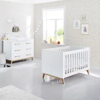 Babyzimmer Komplett Set RIJEKA-134 in weiß edelmatt inkl. Wickeltisch und Babybett