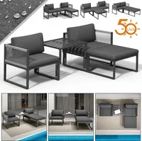 Mucola sedacia súprava hliníková balkónová súprava lounge odolná voči poveternostným vplyvom antracit záhradné ležadlo stôl balkónový nábytok terasa vonkajší nábytok záhrada