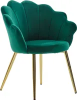 FineBuy Jedálenská stolička Tulip Velvet / Kovová čalúnená kuchynská stolička Shell Chair