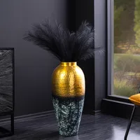 riess-ambiente Handgefertigte Deko Vase ORIENT M 50cm gold Metall mit Patina Hammerschlag Design