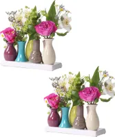 Jinfa Handgefertigte kleine Keramik Deko Blumenvasen 2 Set aus 7 Vasen in bunt