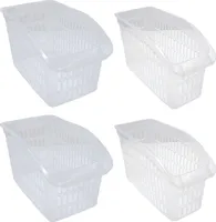 4er Set Aufbewahrungskorb Transparent Schrankkorb Regal Organizer Aufbewahrungsbox Ordnungskorb Kunststoff