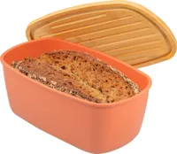 bremermann Brotkasten mit Bambus-Deckel, Schneidebrett, Brottopf, rotbraun