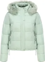ASKSA Damen Daunenjacke Kurz Wintermantel Langarm Warm Gesteppte Outdoor Winterjacke, Hellgruen, L