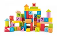 Woody Pastellwürfel mit Buchstaben und Zahlen