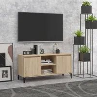 vidaXL Szafka pod TV z metalowymi nogami dąb sonoma 103,5x35x50 cm