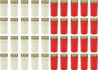 40x Grablicht Brenner Nr. 3 weiß und rot mit Deckel Grabkerzen Grablicht Grablichtkerze Trauerlicht Gedenkkerze Golddeckel
