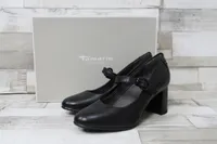 Jana Damen Pumps schwarz mit Querriemchen und 7 cm Absatz 37