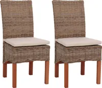 sada 2 jedálenských stoličiek Wicker Chair M44, Kubu Rattan ~ s vankúšom na sedenie
