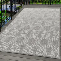 Carpetsale24 Outdoor Teppich Wetterfest Innen & Außenbereich Modern Design Küchenteppich Balkon Terrassen Flachgewebe Wetterfest Grösse 240x340 cm