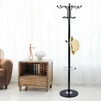 Volně stojící věšák na kabáty Kovový věšák na kabáty do ložnice, kanceláře, obývacího pokoje (černý 38cm-170cm)