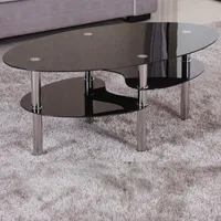 HOOZ Couchtisch 98x55cm mit Ablage in schwarz Glas
