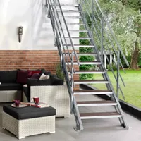 Außentreppe Intercon Hollywood mit 4 Stufen von 75-112 cm | 100 cm WPC braun | beidseitiges Geländer