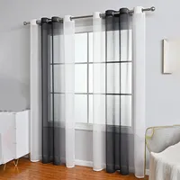 Farbverlaufsvorhänge,Schwarz Weiß Farbverlaufs Blackout Thermo Ringvorhänge,Extrabreite Farbverlaufs Halbtüllvorhänge 132x241cm
