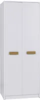 DESIGN MÖBEL Gustavo 13 – Kleiderschrank 75x195x54 cm, 2 Türen, mit Kleiderstange, Einlegeböden, Soft-Close, Weiß/Eiche Riviera