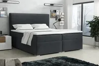 Deine Möbel 24 Boxspringbett BASIC 160x200 cm Anthrazit Graphit Komplettbett inkl Taschenfederkernmatratzen 7 Zonen H4 Polsterbett Ehebet Topper