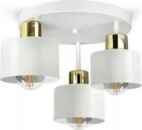 LUXOLAR - Led Deckenleuchte 3-flammig - Deckenlampe Weiß-Gold E27 60W - Hängelampe für Wohnzimmer, Küchen - Weiß Glas