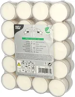 40 čajových svíček Ø 38 mm - 24 mm bílé z řepky, v polykarbonátovém pouzdře