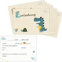PRICARO Einladungskarten Kindergeburtstag, A6 "Dino", 10 Stück