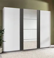 Schwebetürenschrank Kleiderschrank Bern 313cm weiß raw steel