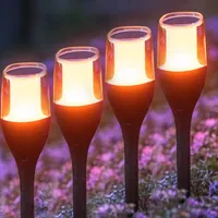 LUMILED Solar Gartenfackel 4er Set Solarleuchten 64,5 cm mit Erdspieß LED Solarlampe flackernder Flamme IP65 Garten Solarleuchte Flammeneffekte Fackel Gartenlampe Flamme Solarlampe Flammenlicht