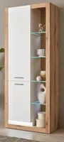 Vitrine "Rivian" weiß matt und Evoke Eiche Vitrinenschrank 80 x 195 cm mit LED