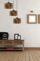 Opviq, Cara- Cara ahşap 3 lü tepsili yanık sarkıtLUN, Braun, Kronleuchter, Holzkörper
