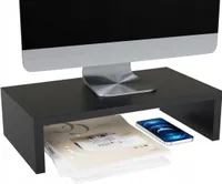ComfortCove Monitorständer Schwarz – ergonomischer Bildschirmaufsatz aus Holz, +11 cm Monitorerhöhung für Schreibtisch