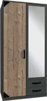 Bochum Drehtürenschrank mit Spiegel 2-türig 90 cm Weiß-Tanne