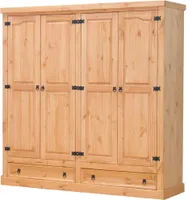 4trg massiv Mexico Kiefer Kleiderschrank 'New Mexiko' Schlafzimmer-Schrank gel.